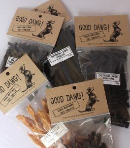 Various natural pet treat packages